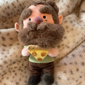Plush Stuffed Toy with Pizza - Brown and Pink